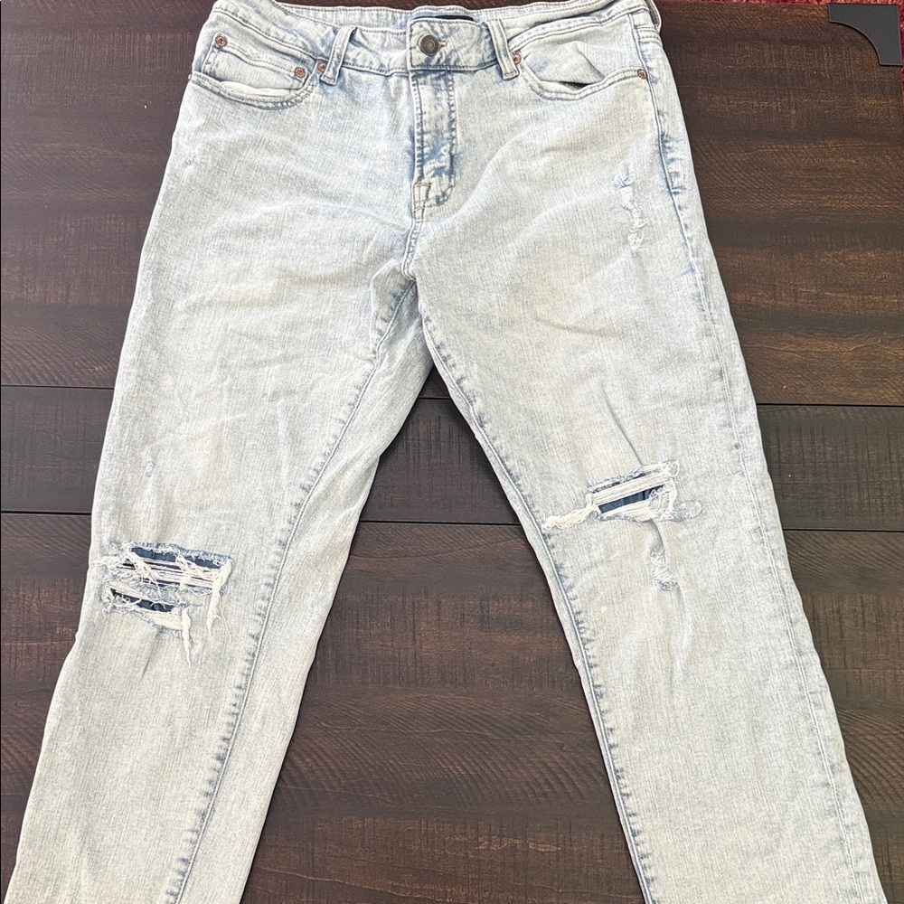 Aeropostale Men's Light Blue Ripped Skinny Jeans